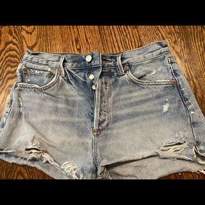 LIGHT WASH AGOLDE HIGH WAISTED JEAN SHORTS